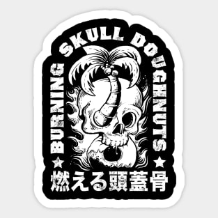 Flaming Skull Donut Shop Sticker